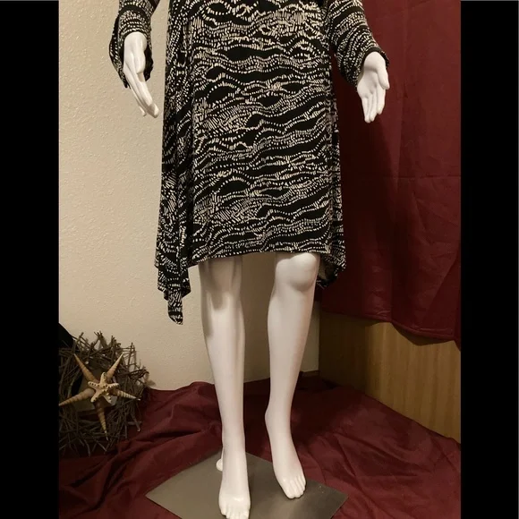 🦋🕷ANTHROPOLOGIE🕷🦋 MAEVE Black/Cream  Asymmetrical Turtleneck L Sleeve Dr… - Picture 2 of 8